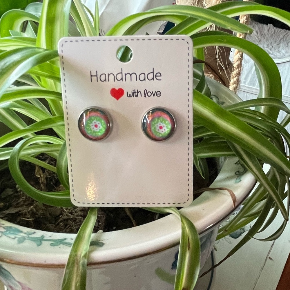 Colorful Handcrafted Cabochon Stud Earrings